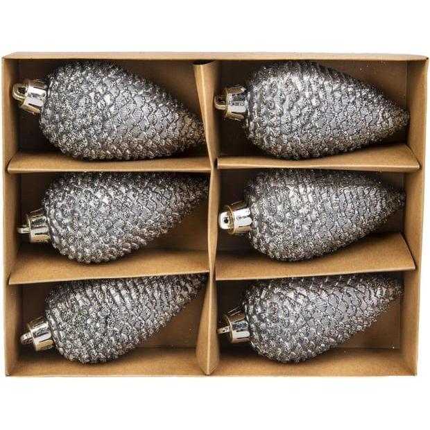 Thumbnail - MICA Living, Christbaumschmuck, Baumhänger - Zapfen - bruchfest - anthrazit - ca. 8 cm - 6 Stück (6 -teilig)