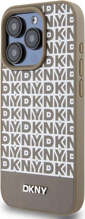 Actual product image DKNY PU Leather Repeat Pattern Bottom Stripe Case for iPhone 15 Pro Brown (Apple iPhone 15 Pro)