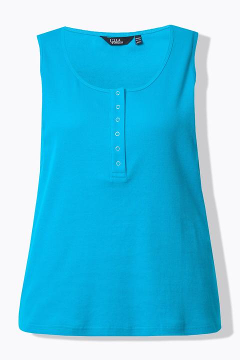Actual product image Ulla Popken Ribbed Partial Button Placket Tank Top