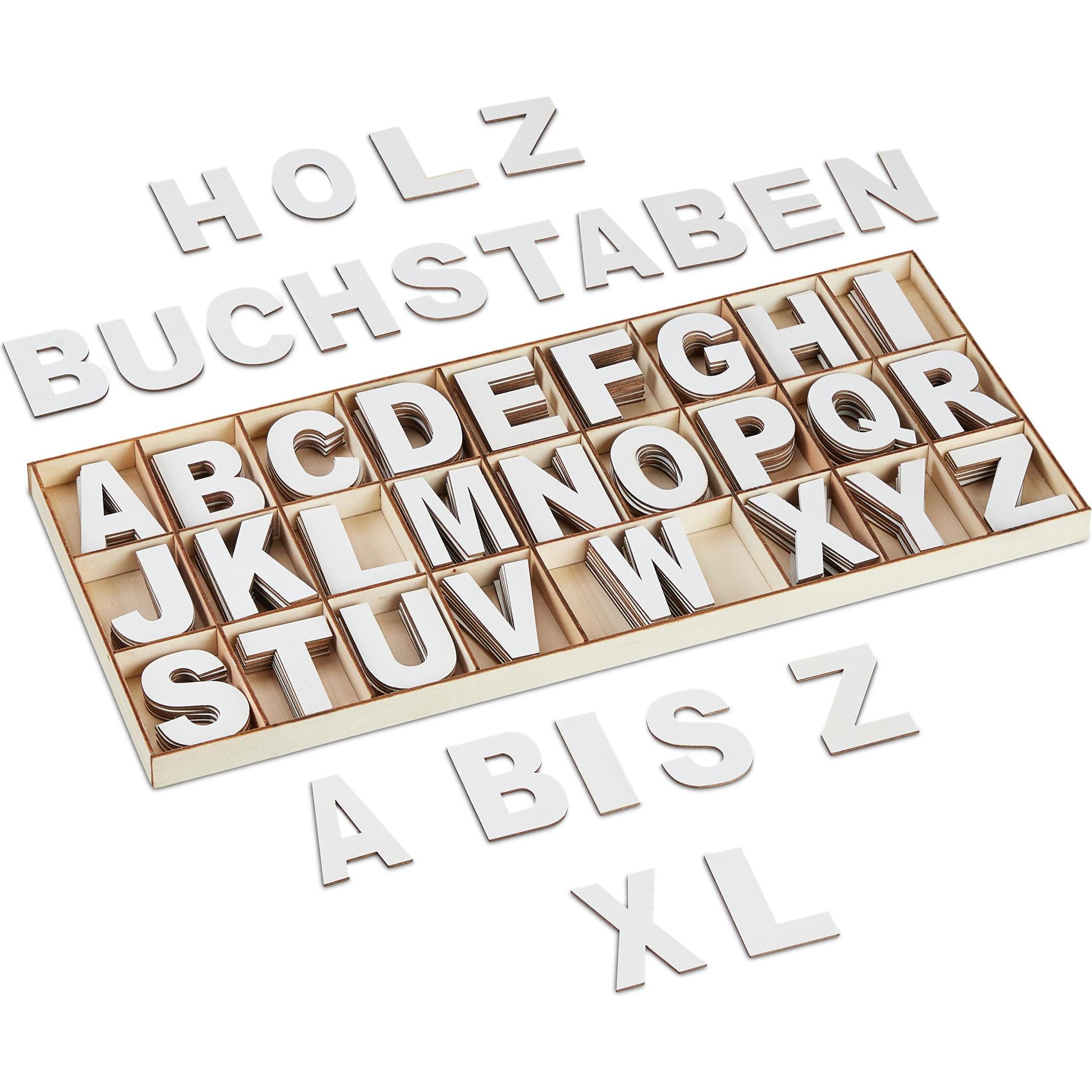 Thumbnail - Relaxdays, Holzbuchstaben + Stoffbuchstaben, 208tlg. Holzbuchstaben