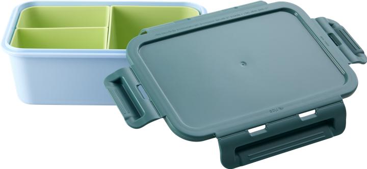 Rice Lunchbox with 3 Inserts - Green and Soft Blue