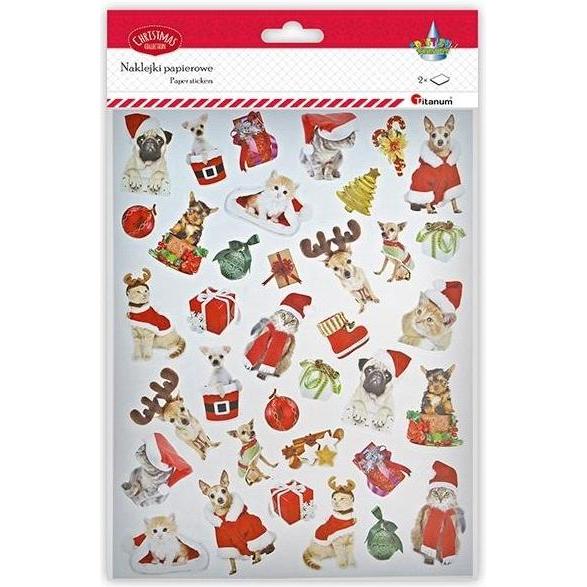 Avery, Sticker, Weihnachts-Papieraufkleber Hunde und Katzen 72 Stück