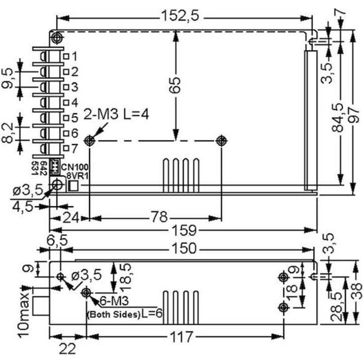 Thumbnail - MeanWell AC/DCNetzteilbaustein geschlossen (150 W), PC Netzteil