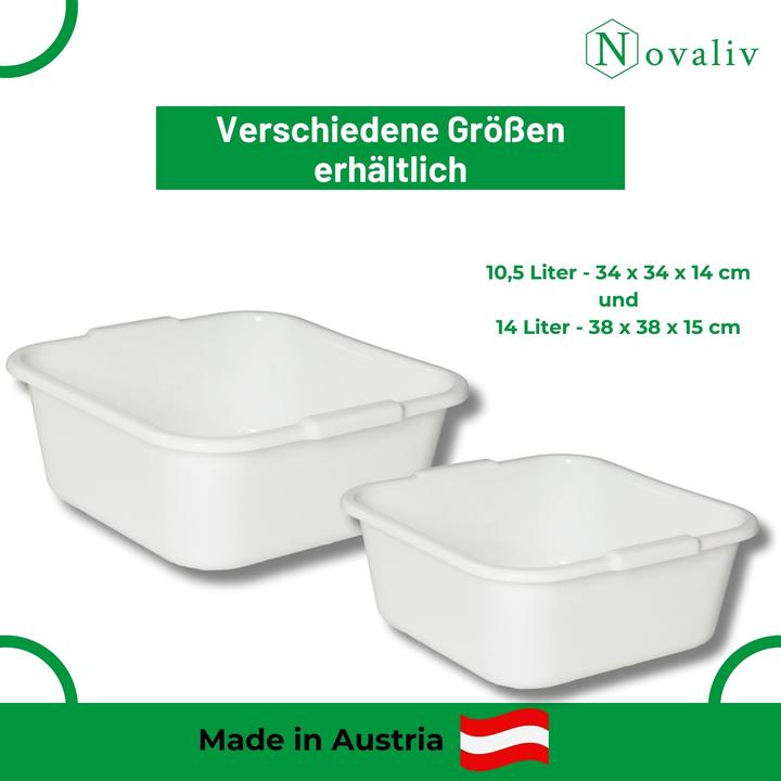 Produktbild Novaliv 2X Spülschüssel eckig 10,5L, 34x34 cm, Weiss, BPA-frei Spülmaschinenfest Ideal für Küche und