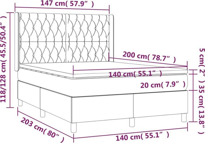 Actual product image vidaXL Boxspringbett (140 x 200 cm)