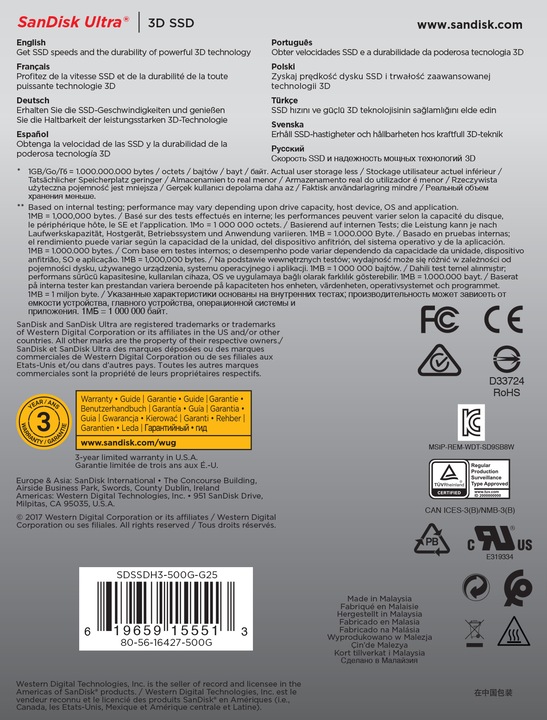 Produktbild SanDisk Ultra 3D (500 GB, 2.5")