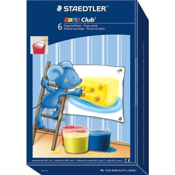 Staedtler, Künstlerfarbe + Bastelfarbe, Fingerfarbe Noris Junior 6er Set mit (Farbig sortiert, 75 ml)