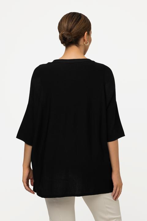 Image du produit Ulla Popken Pull oversize, encolure en V et manches courtes (60)