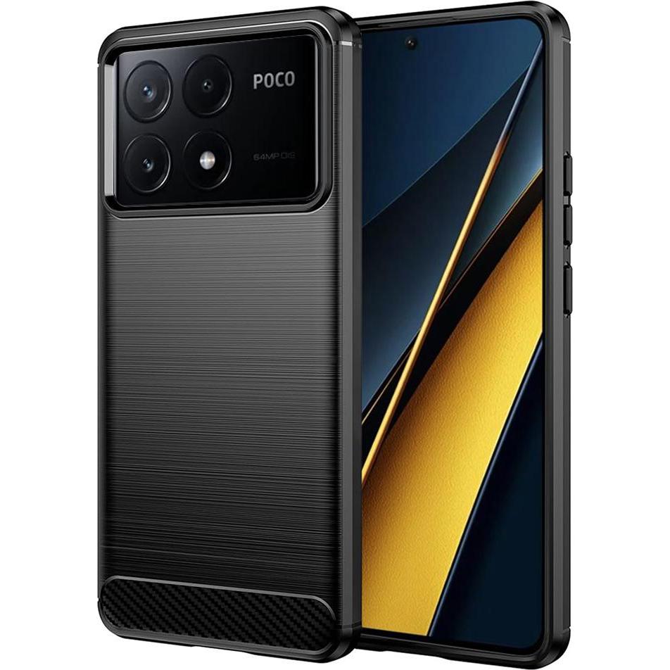 Techsuit - Carbon Silicone - Xiaomi Poco X6 Pro - Black (Xiaomi Poco X6 Pro), Cover smartphone, Nero