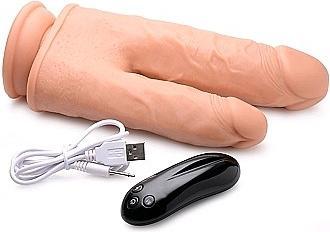 Actual product image Curve Toys 8" Double Shot Liquid Silicone Double Penetration Dildo 10X w/Tu