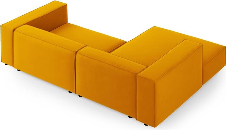 Actual product image Cosmopolitan Design Velvet Left Corner Sofa, "Arendal", 3 Seats, Yellow, 224x166x70 Made in Europe (Corner sofa)