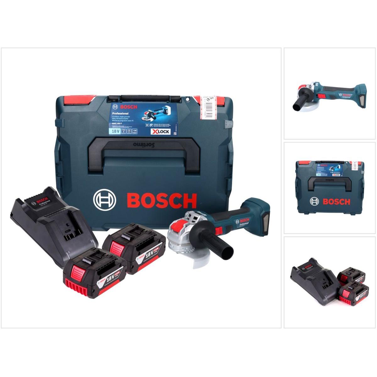 Bosch Professional, Winkelschleifer, Bosch GWX 18V-7 Professional Akku Winkelschleifer 18 V 125 mm Brushless X-LOCK + 2x...