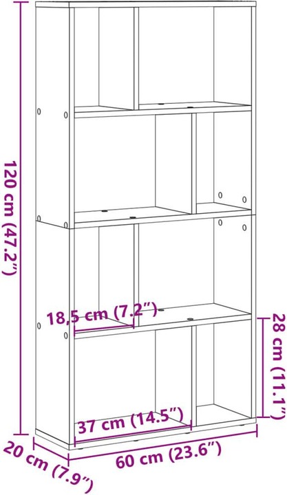 Actual product image VidaXL Bookcase Room divider Standing shelf File shelf Office shelf Shelf Concrete grey (60 x 20 x 120 cm)