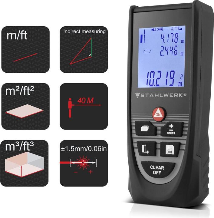 Actual product image Stahlwerk Laser rangefinder LE-40 ST up to 40 m illuminated LCD display (40 m, 635 nm)