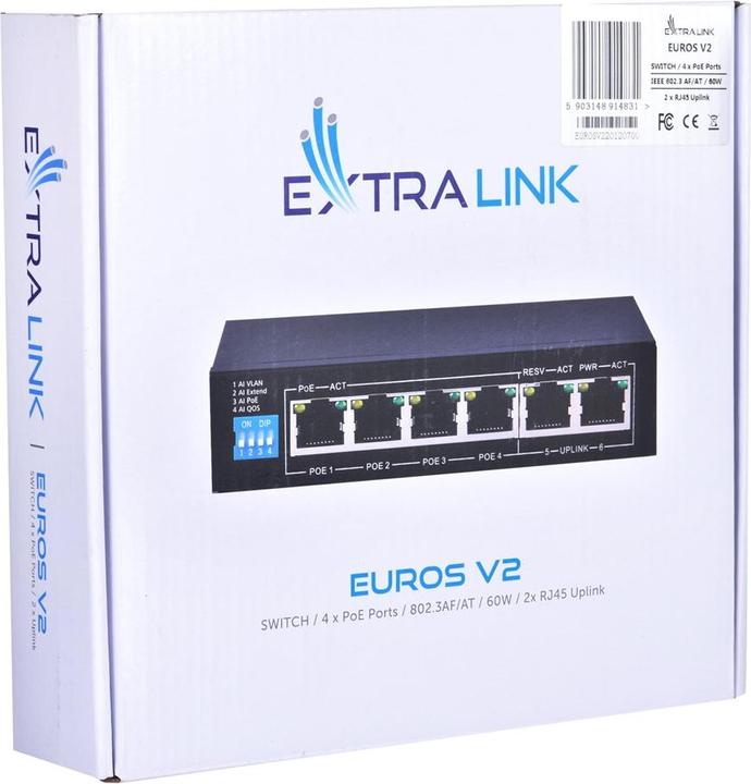Immagine prodotto Extralink EX.14831 switch di rete non gestito L2 Fast Ethernet (10/100) Power over Ethernet (PoE) (6 Porti)
