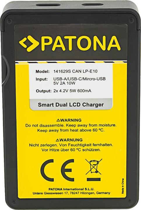 Produktbild Patona Smart Dual LCD USB Ladegerät f. Canon LP-E10 EOS EOS1100D EOS-1100D Rebel T3 Kiss X50 (Kamera Akku Ladegerät)