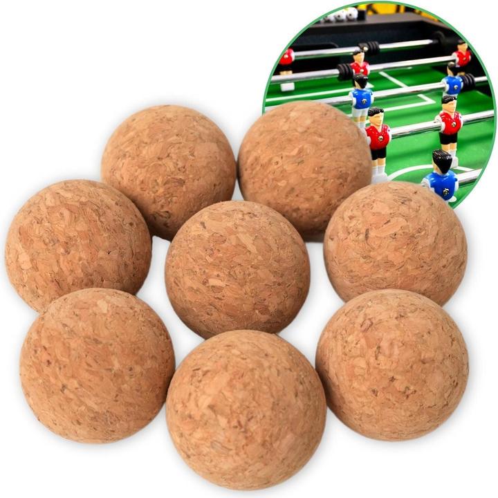 Produktbild Hermex 8er Set Tischkickerbälle aus Kork Mini-Fussbälle Tischfussball-Bälle Ersatz-Fussbälle