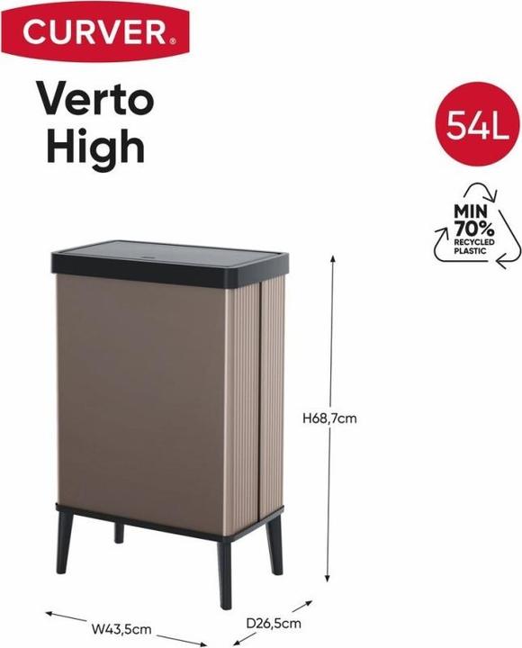 Actual product image Curver Verto High - Prullenbak 54L - Rose - 44x27x69cm (54 l)