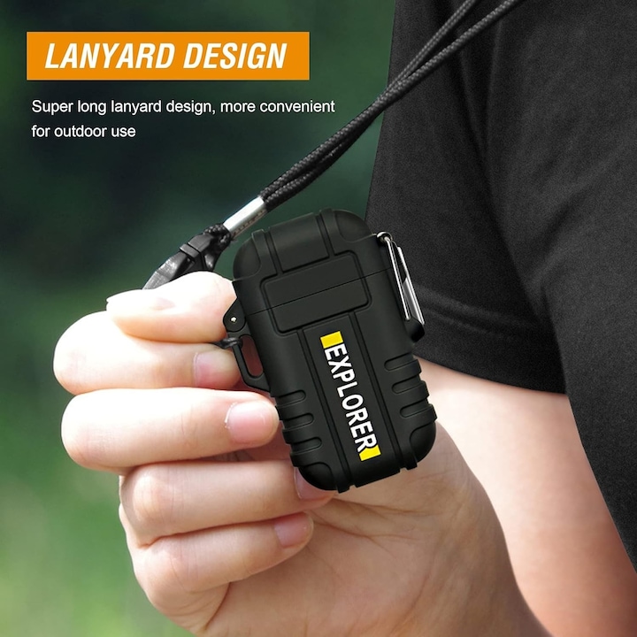 Image du produit Swissdetector Briquet électrique à double arc - rechargeable USB - étanche - Noir