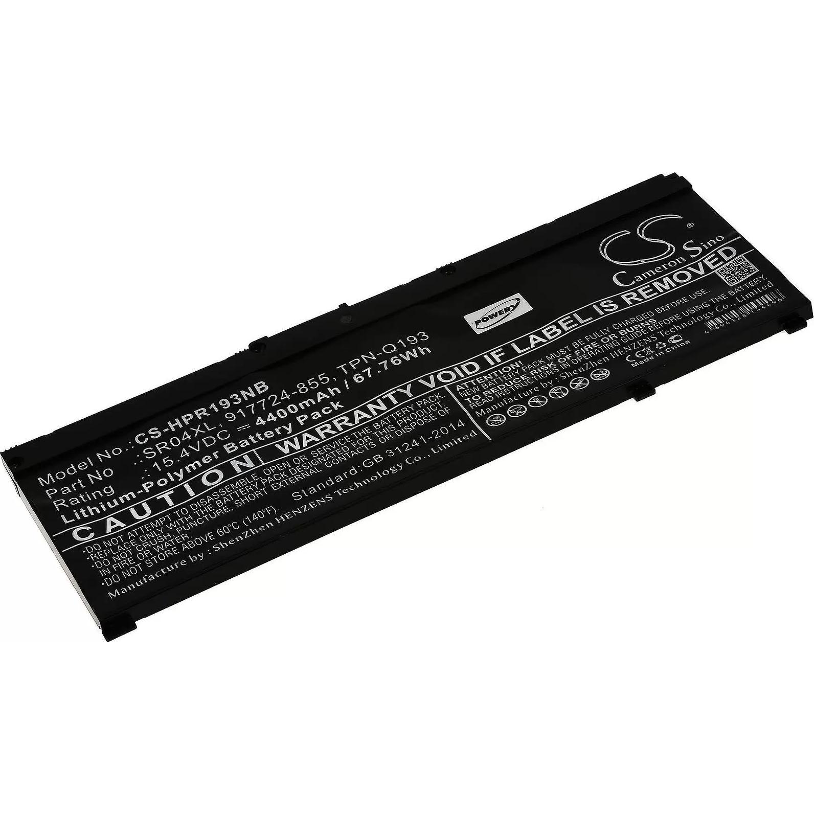AccuCell Akku passend für Laptop HP Omen 15-ce000ng / 15-ce002ng / Typ SR04XL u.a. - 15,4V - 4400 mAh (4400 mAh), Notebo...