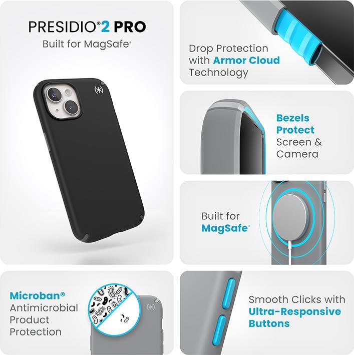 Actual product image speck Presidio2 Pro for iPhone 15 Hulle MagSafe Back Cover Black (Apple iPhone 15)