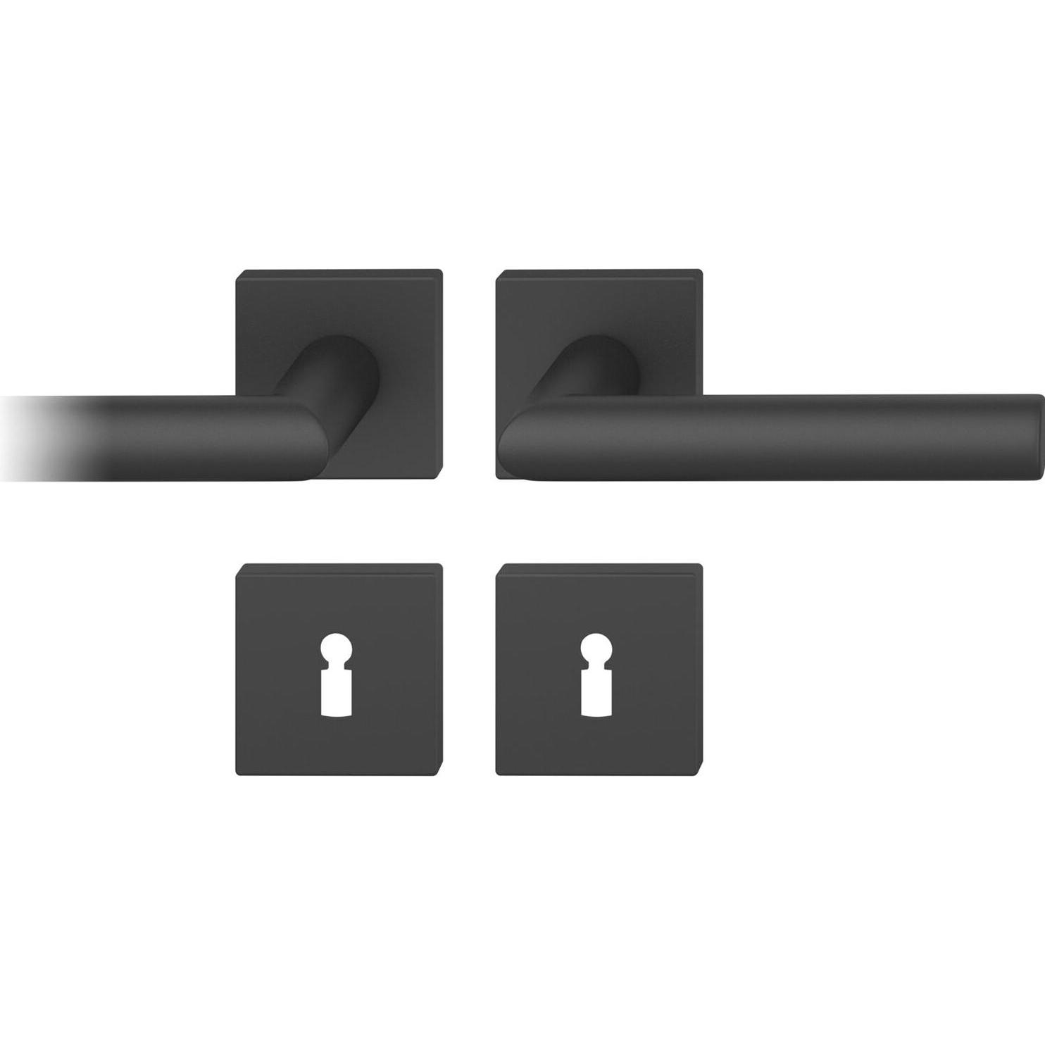 FSB, Türgriff + Fenstergriff, Drückergarnitur 12 1076 ASL auf Rosette eckig BB, schwarz matt (Türgarnitur)