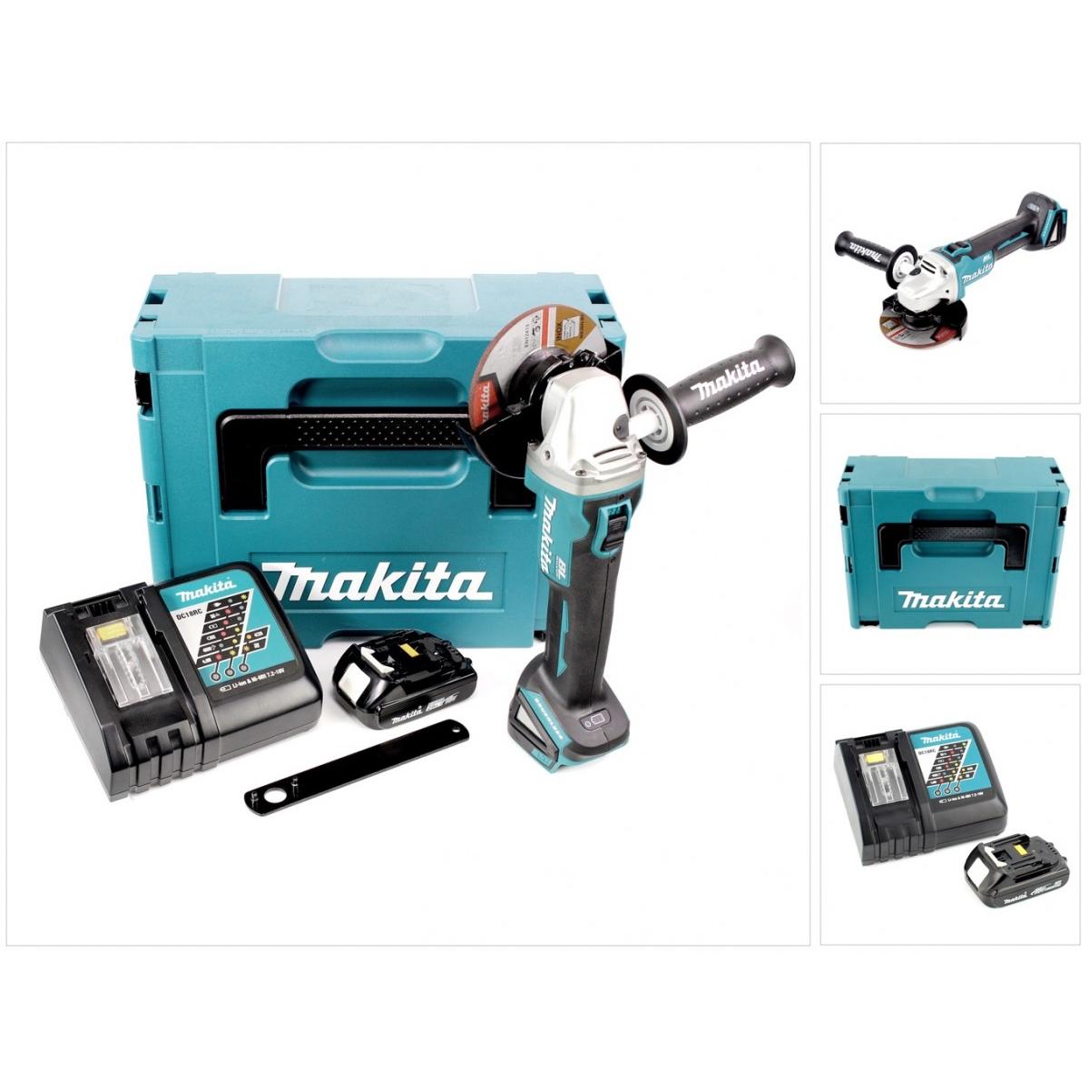 Thumbnail - Makita, Winkelschleifer, DGA 504 RA1J Akku Winkelschleifer 18 V 125 mm Brushless + 1x Akku 2,0 Ah + Ladegerät + Makpac (...