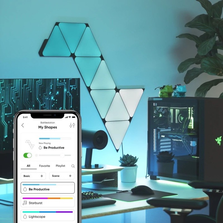 Actual product image Nanoleaf Shapes black mini Triangles exp. Pack 10 pk (7 lm)