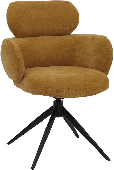 Immagine prodotto Mendler Esszimmerstuhl HWC-O77, drehbar Auto-Return, Stoff (310g/m²) Chenille Öko-Tex – senfgelb
