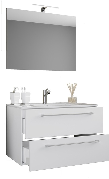 Actual product image VCM 3-piece wash place washbasin Badinos 2 drawers mirror
