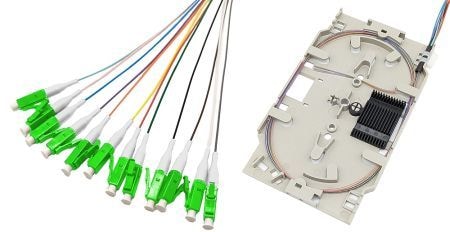Produktbild Tecline LWL Spleisskassette mit 12x Faserpigtail OM5, farbig, LC/UPC, 2,0 m, 12 Stück (2 m)