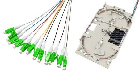 Actual product image Tecline FO splice cassette with 12x fibre pigtail OM5, coloured, LC/UPC, 2.0 m, 12 pieces (2 m)