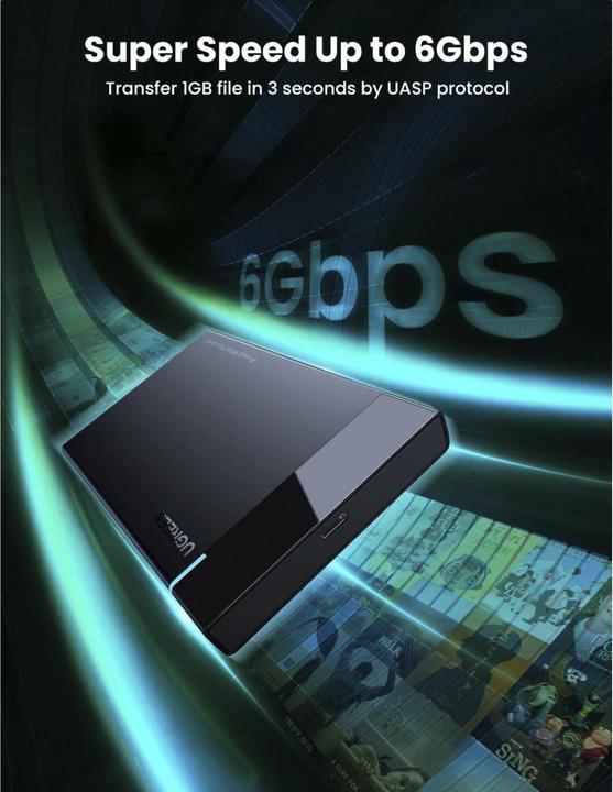 Productafbeelding Ugreen USB-C 3.1 naar 2,5" SATA harde schijf behuizing (6Gbps) (2.5")