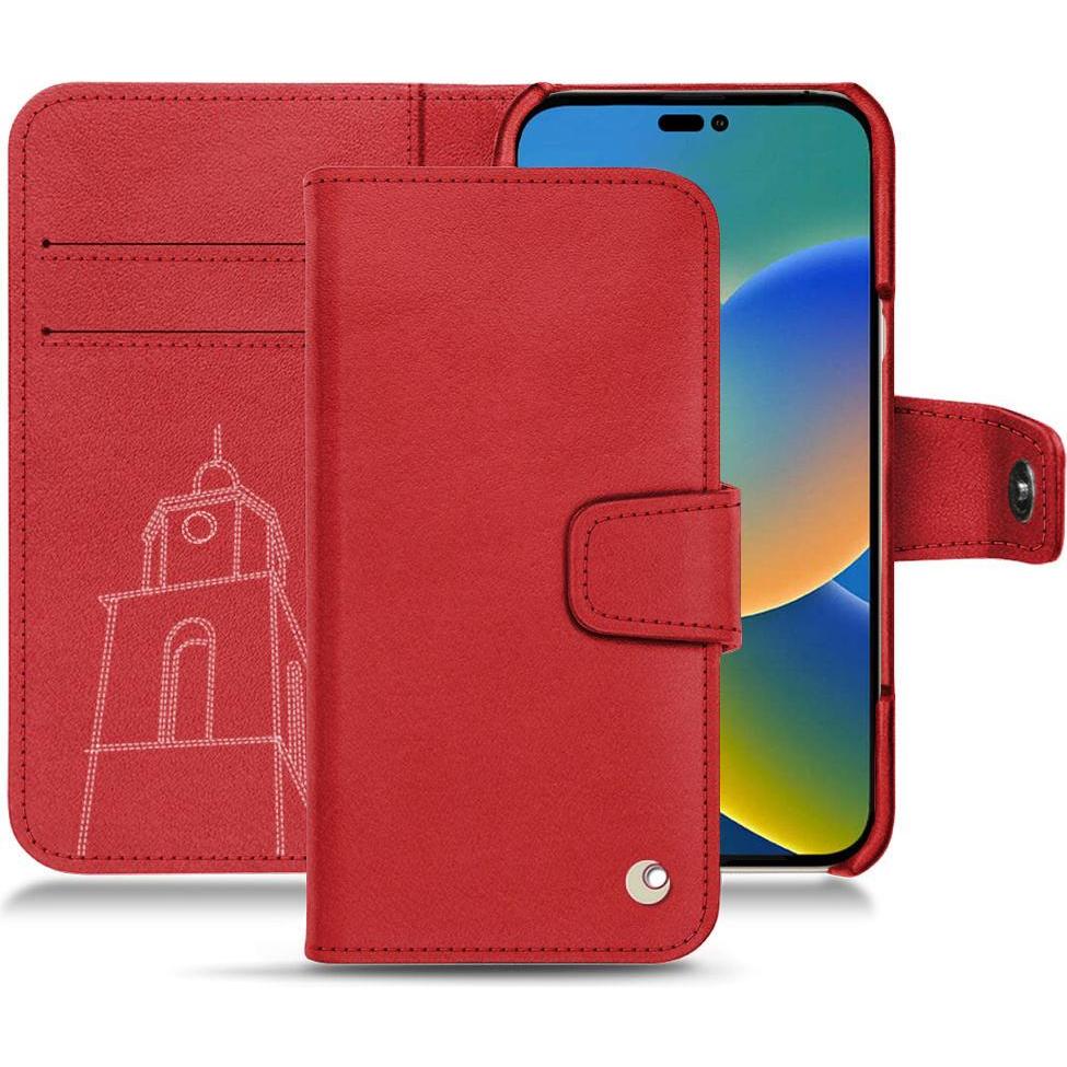 Noreve Lederschutzhülle Wallet (Apple iPhone 14), Smartphone Hülle, Rot