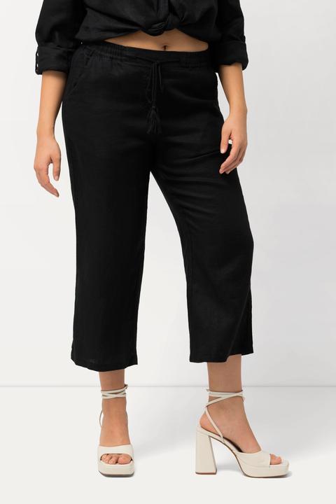 Image du produit Ulla Popken Pantalon en lin 7/8 à taille élastique. Naturellement respirant (56)