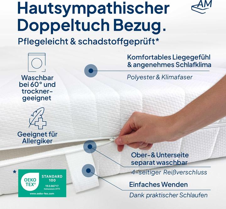 Produktbild AM Qualitätsmatratzen Orthopädische 7-Zonen Taschenfederkernmatratze (130 x 200 cm, Federkern)