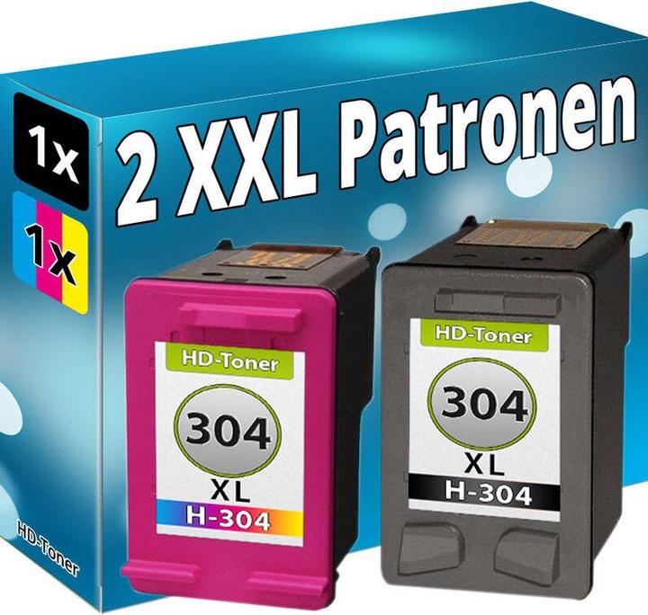 Druckfuxx 2x TINTE PATRONEN für HP 304 XL ENVY 5020 5030 5032 5034 Deskjet 3735 3750 Set