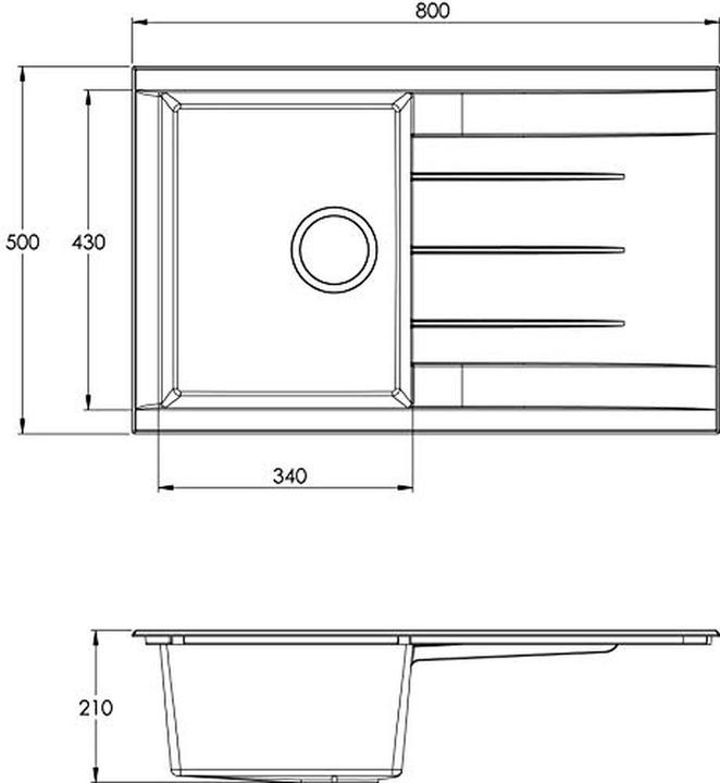 Produktbild Respekta Eingebaute Spüle mit Abtropffläche für Unterbauschränke ab 50 cm Breite (Einbauspüle mit Abtropffläche, 50 cm, 80 cm)