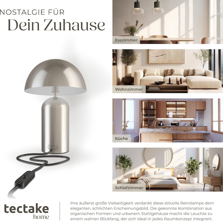 Produktbild tectake Kleine Retro-Tischlampe Altea, Pilzdesign, 40W (E14)