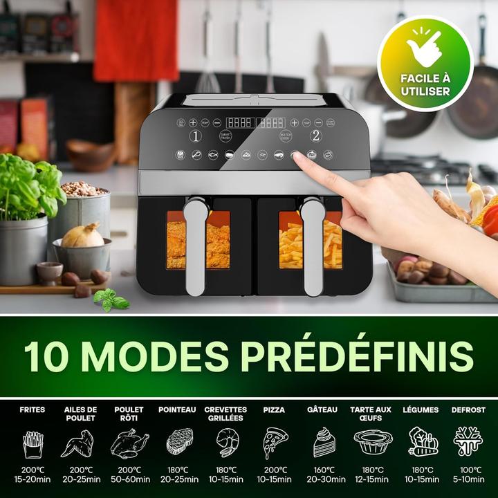 Image du produit Comfy Nest Friteuse à air double avec fenêtre