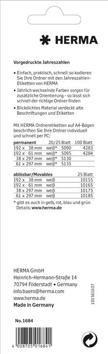 Produktbild HERMA Jahreszahl-Etiketten