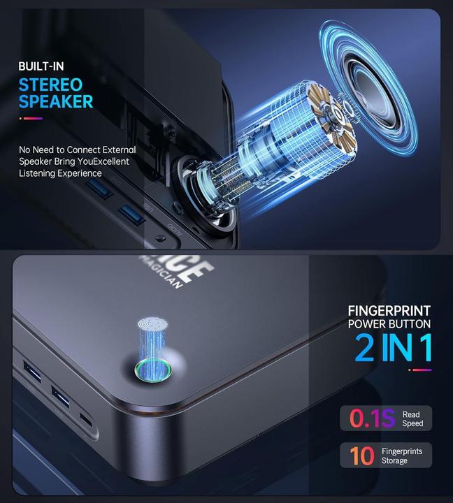 Produktbild AceMagic Mini PC TK11 mit Core i5, Lautsprecher & Fingerabdruck (512 GB, 16 GB, Intel Core i5-1135G7)