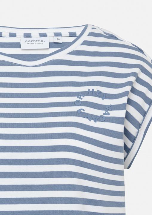 Immagine prodotto Comma T-Shirt Gestreiftes Baumwoll-T-Shirt mit überschnittenen Schultern (46)