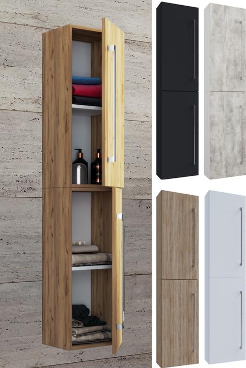 VCM Mobili da bagno in legno Armadio alto Badinos 2 ante a battente (33 x 22 x 150 cm)