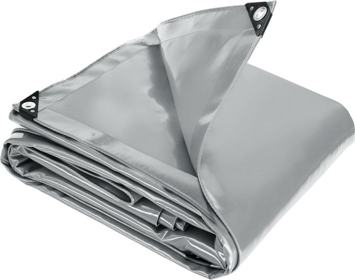 tectake Tarpaulin grigio - copertura protettiva per mobili da giardino e altro (4 x 3 m)