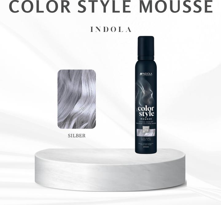 Image du produit Indola Mousse Color Style Argent 200 ml (200 ml, Mousse coiffante)
