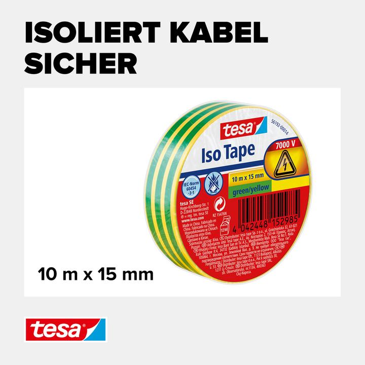 Actual product image tesa Elektro Isolierband, hitzebeständiges Klebeband zum Isolieren, Reparieren & Bündeln (15 mm)