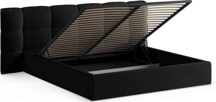 Actual product image Micadoni Velvet Storage Bed With Headboard, "Eric", Black, 225x250x104 Made in Europe (160 x 200 cm)