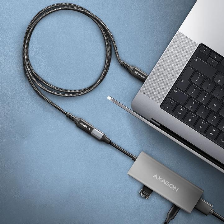 Actual product image Axagon BUCM32-CF10AB Kabelis Extension Cable Gen2 USB-C - USB-C, 1 m, 5 A, 20 Gbit (1 m, USB 3.2 Gen 2x2, 240 W)