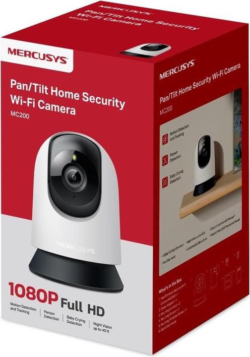Image du produit Mercusys MC200 blanc / Caméra IP domestique / FHD / WLAN / microSD / LED IR / Haut-parleur et microphone (1920 x 1080 Pixels)
